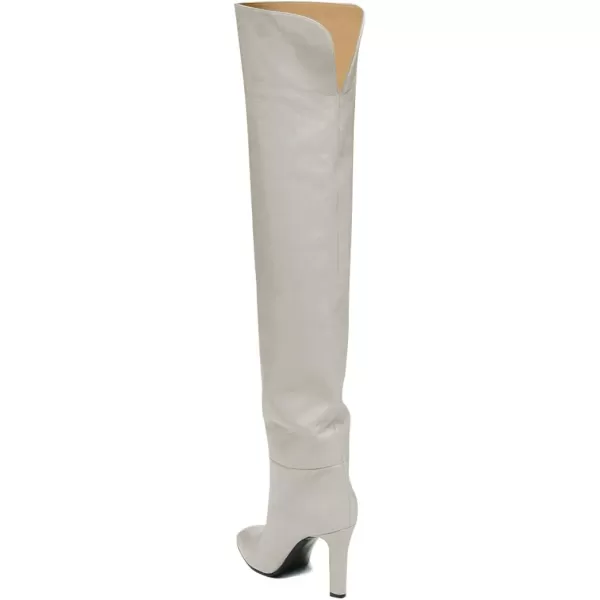 imageFSJ Women Thick High Heel Over The Knee Boots Pointed Toe Pull On Winter Dress Long Boots Shoes Size 415 USWhite