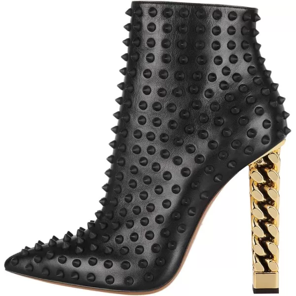 imageFSJ Women Trendy Pointed Toe Ankle Boot Block Chunky Gold High Heel Bootie Party Prom Shoes with Zipper Size 415 USBlack Chainheel