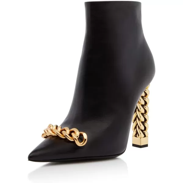 imageFSJ Women Trendy Pointed Toe Ankle Boot Block Chunky Gold High Heel Bootie Party Prom Shoes with Zipper Size 415 USBlackchain