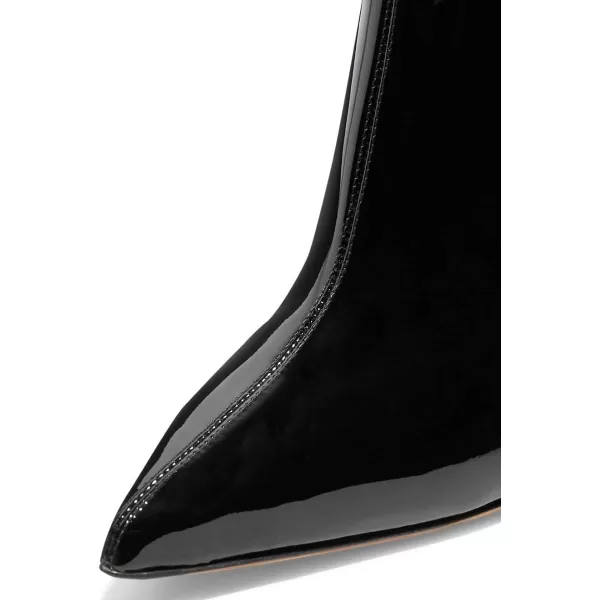 imageFSJ Women Trendy Pointed Toe Ankle Boot Block Chunky Gold High Heel Bootie Party Prom Shoes with Zipper Size 415 USBlackpatent