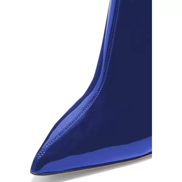 imageFSJ Women Trendy Pointed Toe Ankle Boot Block Chunky Gold High Heel Bootie Party Prom Shoes with Zipper Size 415 USBlue