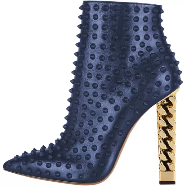 imageFSJ Women Trendy Pointed Toe Ankle Boot Block Chunky Gold High Heel Bootie Party Prom Shoes with Zipper Size 415 USBluerivet