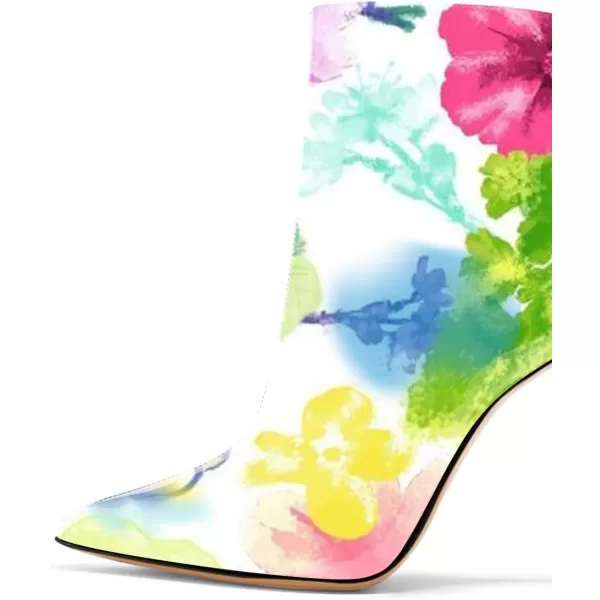 imageFSJ Women Trendy Pointed Toe Ankle Boot Block Chunky Gold High Heel Bootie Party Prom Shoes with Zipper Size 415 USFloral