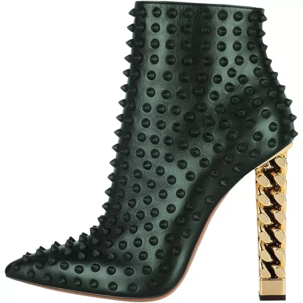 imageFSJ Women Trendy Pointed Toe Ankle Boot Block Chunky Gold High Heel Bootie Party Prom Shoes with Zipper Size 415 USGreenrivet