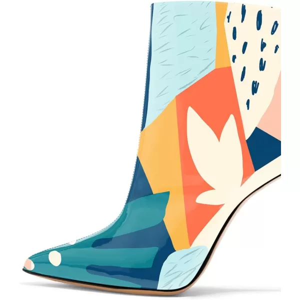 imageFSJ Women Trendy Pointed Toe Ankle Boot Block Chunky Gold High Heel Bootie Party Prom Shoes with Zipper Size 415 USPainting