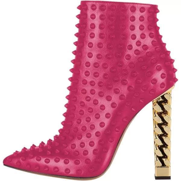imageFSJ Women Trendy Pointed Toe Ankle Boot Block Chunky Gold High Heel Bootie Party Prom Shoes with Zipper Size 415 USPinkrivet