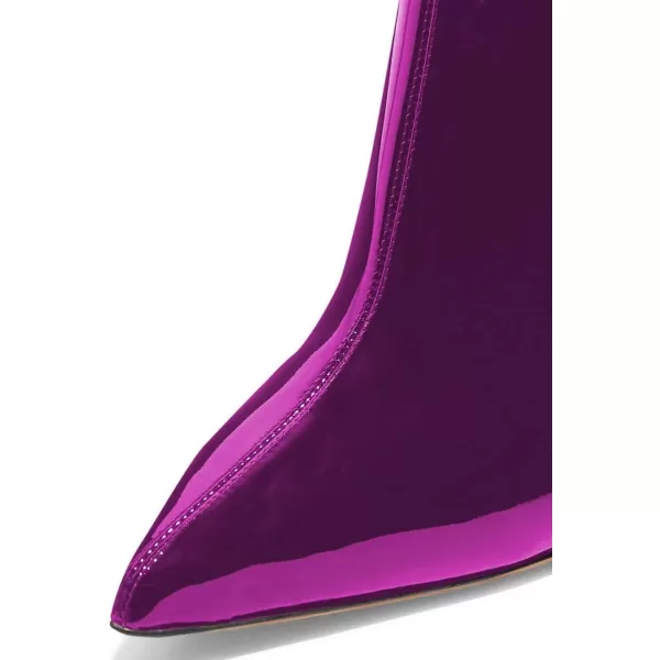 imageFSJ Women Trendy Pointed Toe Ankle Boot Block Chunky Gold High Heel Bootie Party Prom Shoes with Zipper Size 415 USPurple