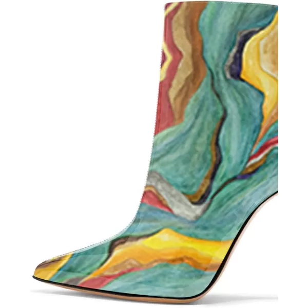 imageFSJ Women Trendy Pointed Toe Ankle Boot Block Chunky Gold High Heel Bootie Party Prom Shoes with Zipper Size 415 USQuicksand