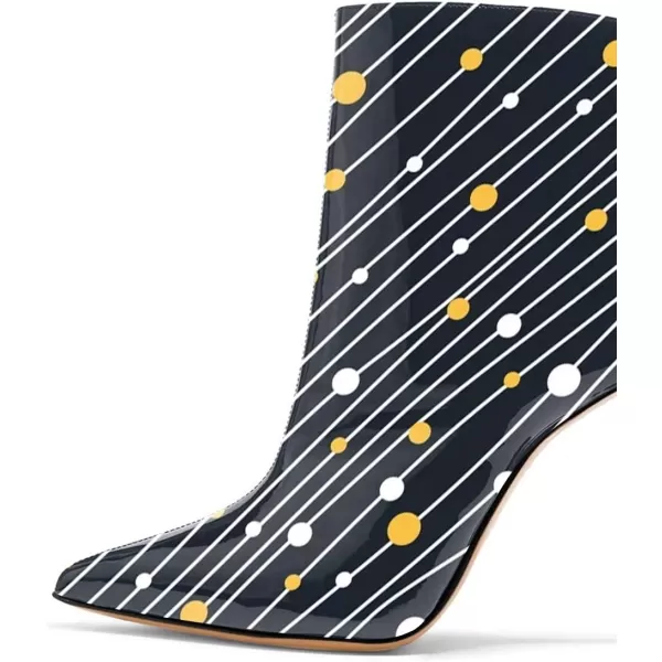 imageFSJ Women Trendy Pointed Toe Ankle Boot Block Chunky Gold High Heel Bootie Party Prom Shoes with Zipper Size 415 USStripeddots