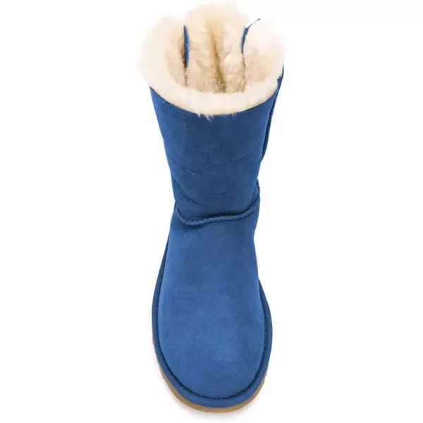 imageWomen Cute Winter Flats Round Toe Ankle Snow Boots Comfy Low Heels Warm Fur Bows Shoes Size 415 USBlue