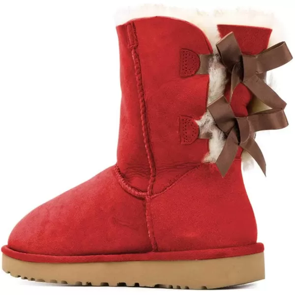 imageWomen Cute Winter Flats Round Toe Ankle Snow Boots Comfy Low Heels Warm Fur Bows Shoes Size 415 USRed