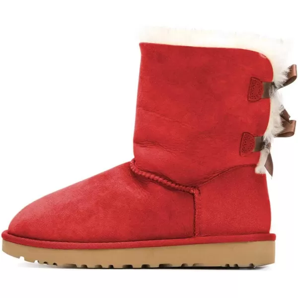 imageWomen Cute Winter Flats Round Toe Ankle Snow Boots Comfy Low Heels Warm Fur Bows Shoes Size 415 USRed