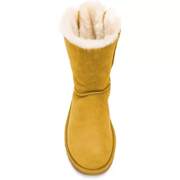 imageWomen Cute Winter Flats Round Toe Ankle Snow Boots Comfy Low Heels Warm Fur Bows Shoes Size 415 USYellow
