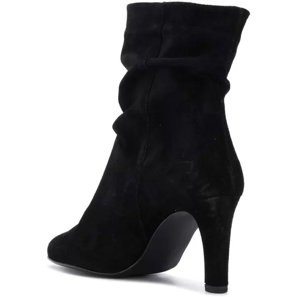 imageWomen Fashion Closed Toe Mid Calf Boots Mid Thick Heels Stretchy Slouch Booties Shoes Size 415 USBlack