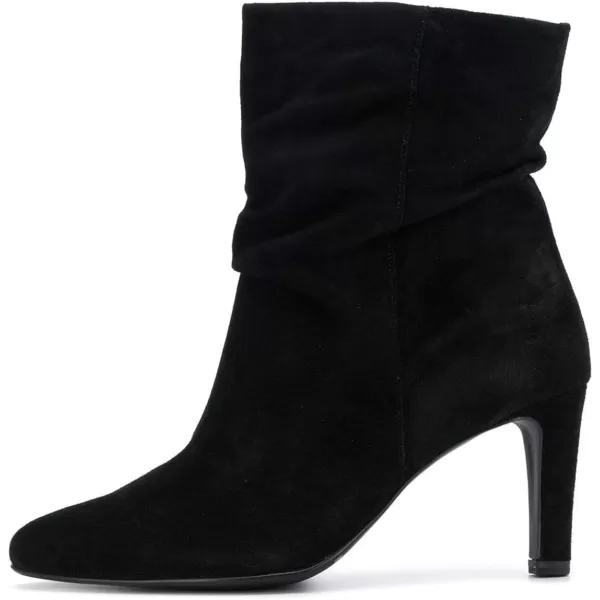 imageWomen Fashion Closed Toe Mid Calf Boots Mid Thick Heels Stretchy Slouch Booties Shoes Size 415 USBlack