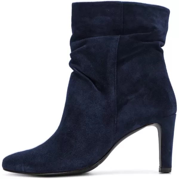 imageWomen Fashion Closed Toe Mid Calf Boots Mid Thick Heels Stretchy Slouch Booties Shoes Size 415 USBlue