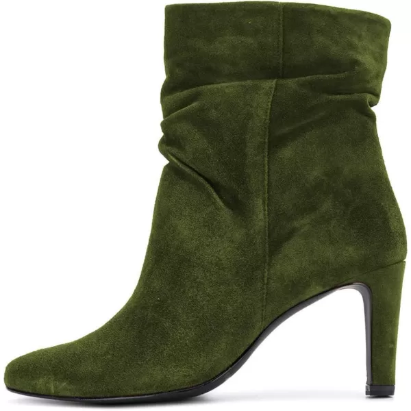 imageWomen Fashion Closed Toe Mid Calf Boots Mid Thick Heels Stretchy Slouch Booties Shoes Size 415 USGreen