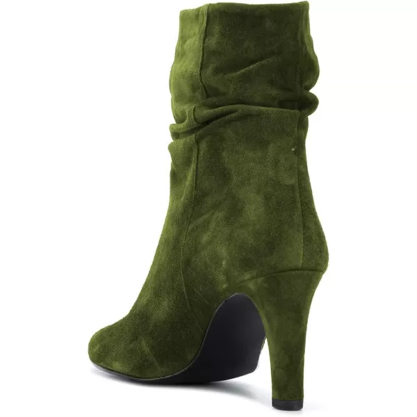 imageWomen Fashion Closed Toe Mid Calf Boots Mid Thick Heels Stretchy Slouch Booties Shoes Size 415 USGreen