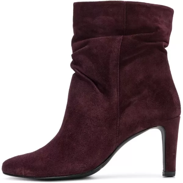 imageWomen Fashion Closed Toe Mid Calf Boots Mid Thick Heels Stretchy Slouch Booties Shoes Size 415 USWine