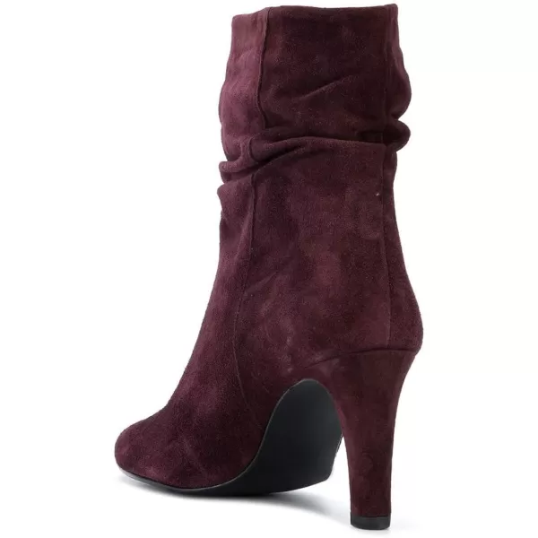 imageWomen Fashion Closed Toe Mid Calf Boots Mid Thick Heels Stretchy Slouch Booties Shoes Size 415 USWine