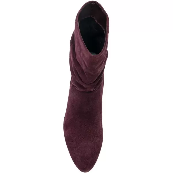 imageWomen Fashion Closed Toe Mid Calf Boots Mid Thick Heels Stretchy Slouch Booties Shoes Size 415 USWine