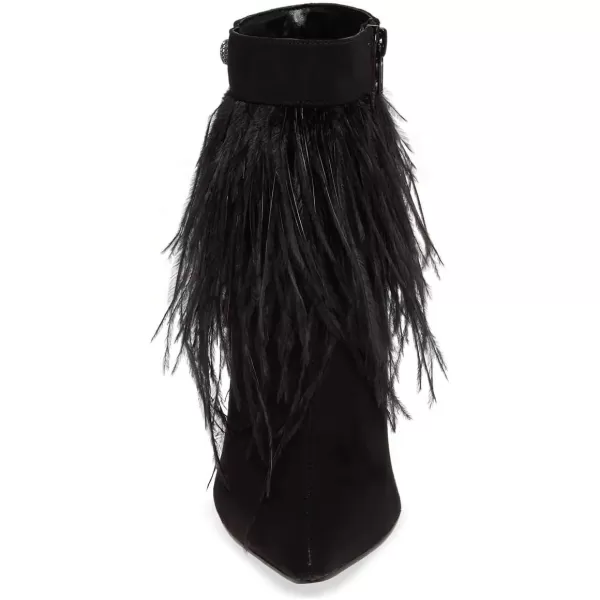 imageWomen Fluffy Feather Tassel Ankle Boots Pointed Toe Stiletto High Heels Prom Dress Booties Size 415 USBlack