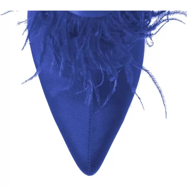 imageWomen Fluffy Feather Tassel Ankle Boots Pointed Toe Stiletto High Heels Prom Dress Booties Size 415 USBlue