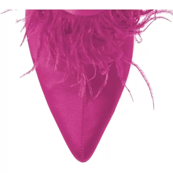 imageWomen Fluffy Feather Tassel Ankle Boots Pointed Toe Stiletto High Heels Prom Dress Booties Size 415 USFuchsia