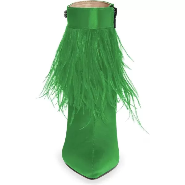 imageWomen Fluffy Feather Tassel Ankle Boots Pointed Toe Stiletto High Heels Prom Dress Booties Size 415 USGreen