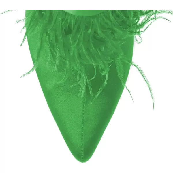 imageWomen Fluffy Feather Tassel Ankle Boots Pointed Toe Stiletto High Heels Prom Dress Booties Size 415 USGreen