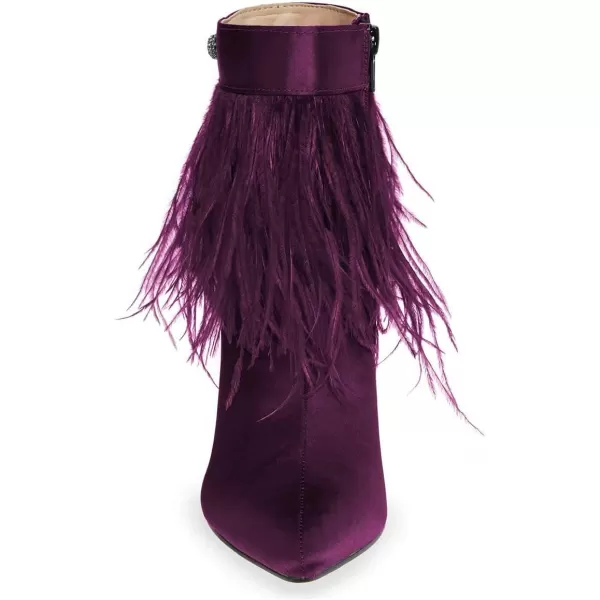 imageWomen Fluffy Feather Tassel Ankle Boots Pointed Toe Stiletto High Heels Prom Dress Booties Size 415 USPurple