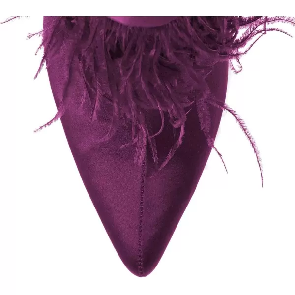 imageWomen Fluffy Feather Tassel Ankle Boots Pointed Toe Stiletto High Heels Prom Dress Booties Size 415 USPurple