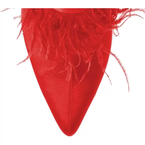 imageWomen Fluffy Feather Tassel Ankle Boots Pointed Toe Stiletto High Heels Prom Dress Booties Size 415 USRed