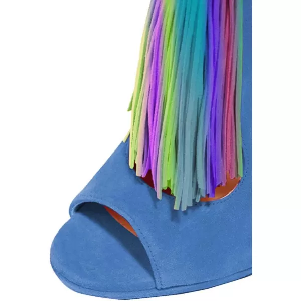 imageWomen Peep Toe Slingback High Heels Sandals Fringed Ankle Booties Chic Stilettos Tassels Shoes Size 415 USBluemulti