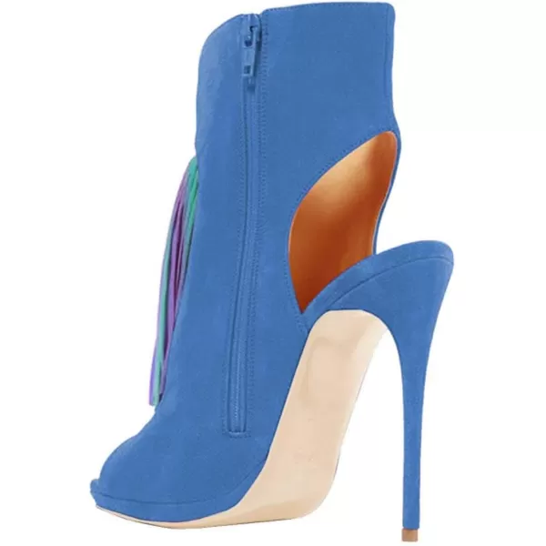 imageWomen Peep Toe Slingback High Heels Sandals Fringed Ankle Booties Chic Stilettos Tassels Shoes Size 415 USBluemulti