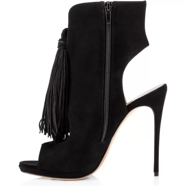 imageWomen Peep Toe Slingback High Heels Sandals Fringed Ankle Booties Chic Stilettos Tassels Shoes Size 415 USCustomize