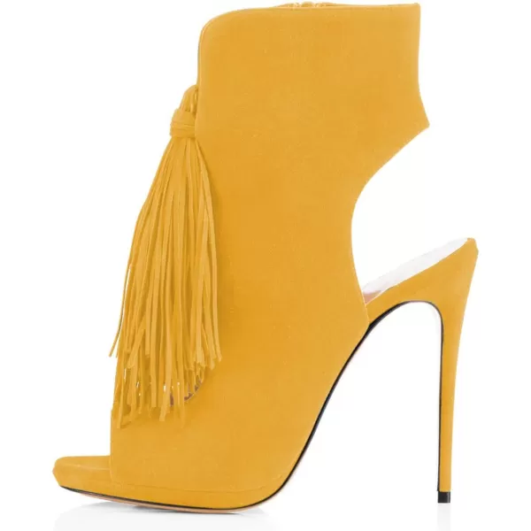 imageWomen Peep Toe Slingback High Heels Sandals Fringed Ankle Booties Chic Stilettos Tassels Shoes Size 415 USLemon