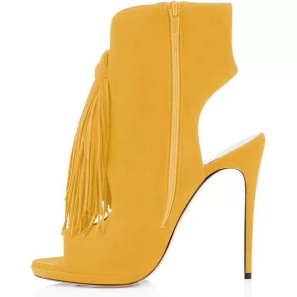 imageWomen Peep Toe Slingback High Heels Sandals Fringed Ankle Booties Chic Stilettos Tassels Shoes Size 415 USLemon