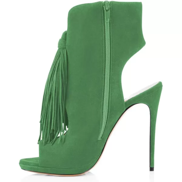 imageWomen Peep Toe Slingback High Heels Sandals Fringed Ankle Booties Chic Stilettos Tassels Shoes Size 415 USLime
