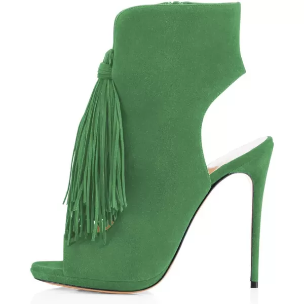 imageWomen Peep Toe Slingback High Heels Sandals Fringed Ankle Booties Chic Stilettos Tassels Shoes Size 415 USLime