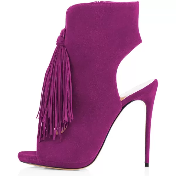 imageWomen Peep Toe Slingback High Heels Sandals Fringed Ankle Booties Chic Stilettos Tassels Shoes Size 415 USOrchid