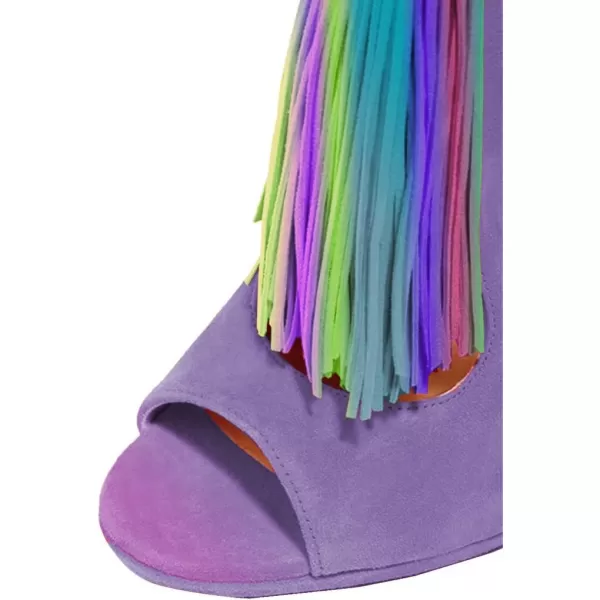 imageWomen Peep Toe Slingback High Heels Sandals Fringed Ankle Booties Chic Stilettos Tassels Shoes Size 415 USPurplemulti