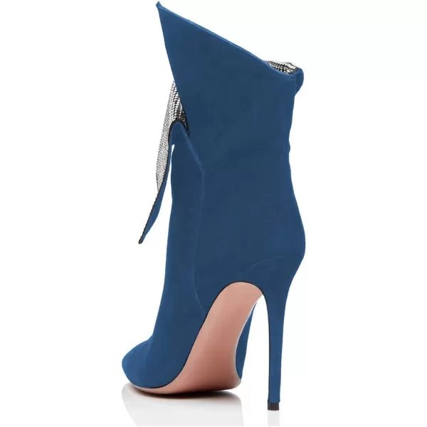 imageWomen Sexy Stiletto High Heels Ankle Boots Pointy Toe Pumps Rhinestones Faux Suede Shoes Size 415 USDark Blue
