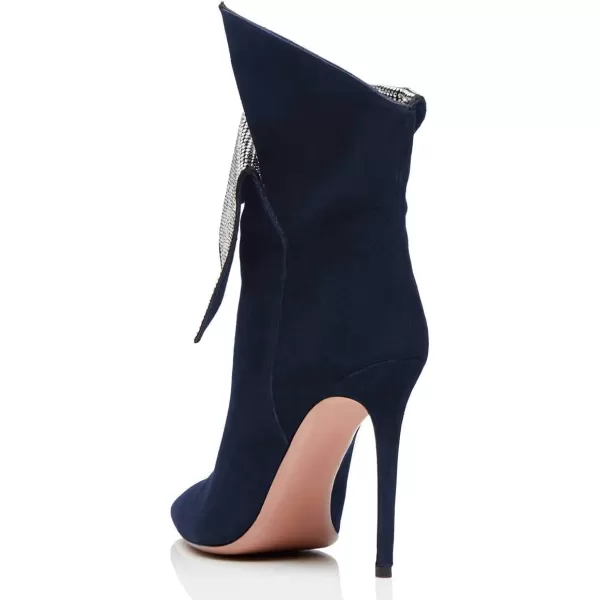 imageWomen Sexy Stiletto High Heels Ankle Boots Pointy Toe Pumps Rhinestones Faux Suede Shoes Size 415 USNavy Blue