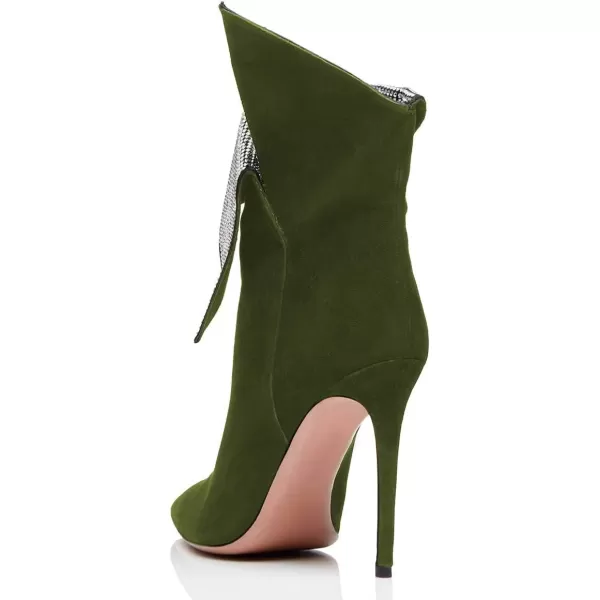 imageWomen Sexy Stiletto High Heels Ankle Boots Pointy Toe Pumps Rhinestones Faux Suede Shoes Size 415 USOlive Green