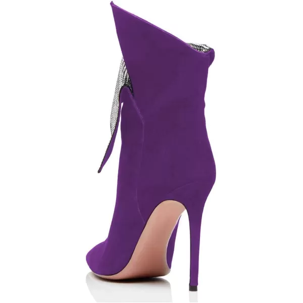 imageWomen Sexy Stiletto High Heels Ankle Boots Pointy Toe Pumps Rhinestones Faux Suede Shoes Size 415 USPurple