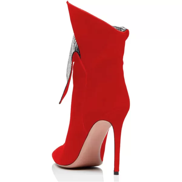 imageWomen Sexy Stiletto High Heels Ankle Boots Pointy Toe Pumps Rhinestones Faux Suede Shoes Size 415 USRed