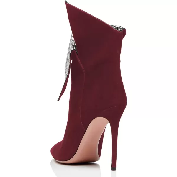 imageWomen Sexy Stiletto High Heels Ankle Boots Pointy Toe Pumps Rhinestones Faux Suede Shoes Size 415 USWine Red