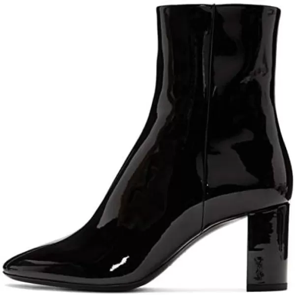 imageFSJ Women Basic Chunky Heel Ankle Boot Closed Toe WaterProof Casual Comfy Shoe Size 415 USBlack Patent