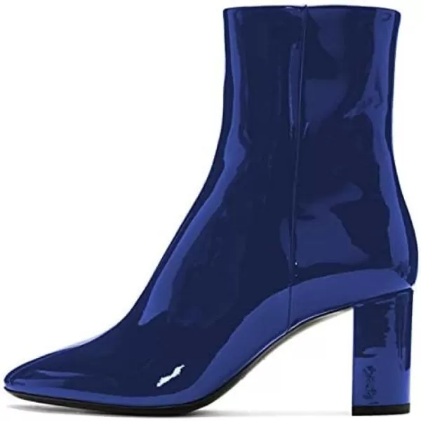 imageFSJ Women Basic Chunky Heel Ankle Boot Closed Toe WaterProof Casual Comfy Shoe Size 415 USBlue
